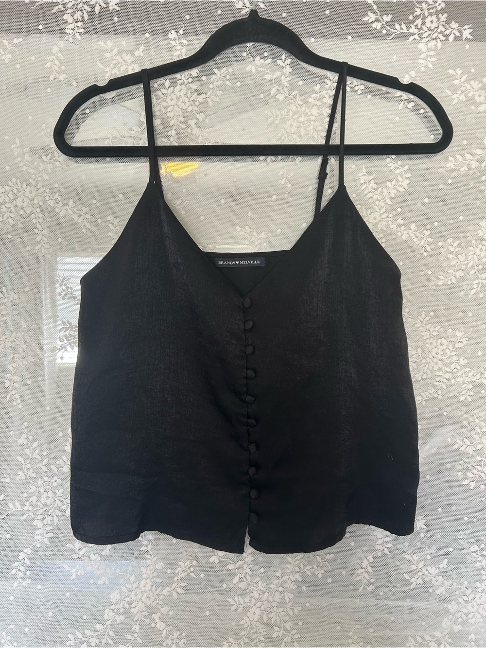 Brandy Melville Black Button-Front Camisole